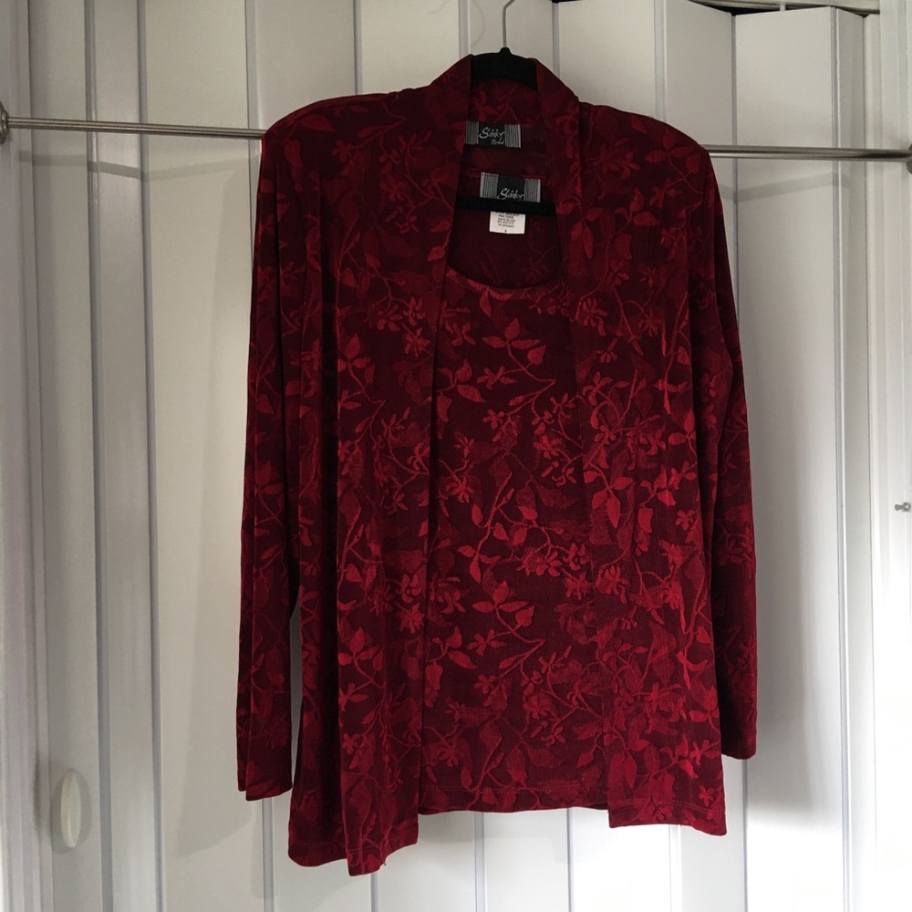 Slinky Jacquard Fabric Jacket & Tank Sz L
